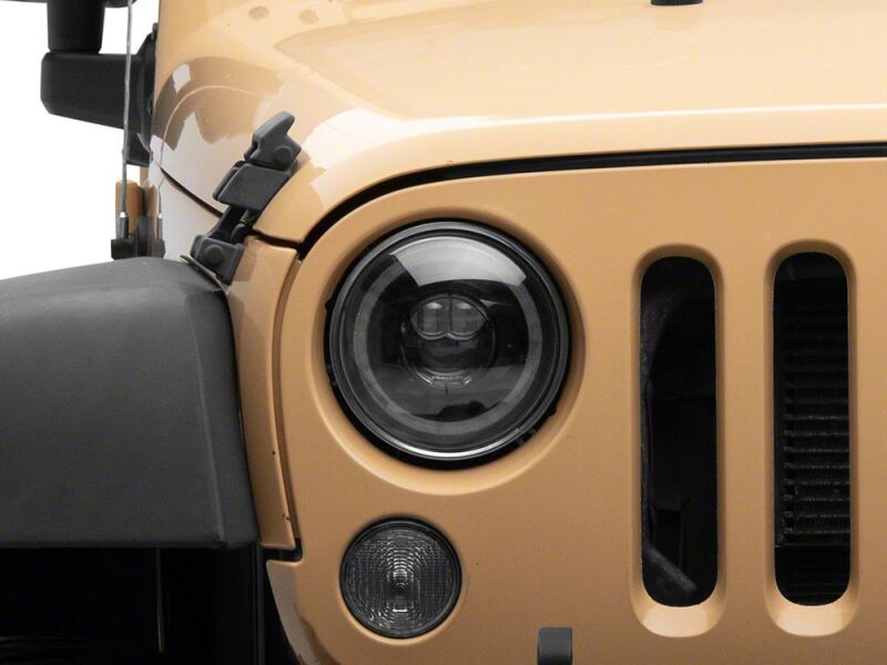 Raxiom 07-18 Jeep Wrangler JK 7-Inch V2 Dragon Eye LED Headlights- Black Housing- Clear Lens thumbnail 6