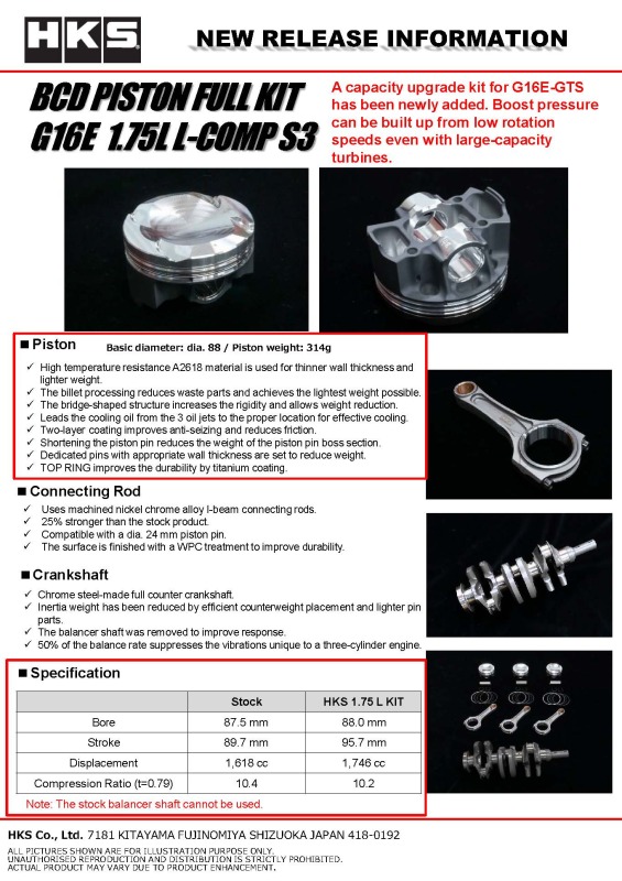 HKS Forged Piston Kits