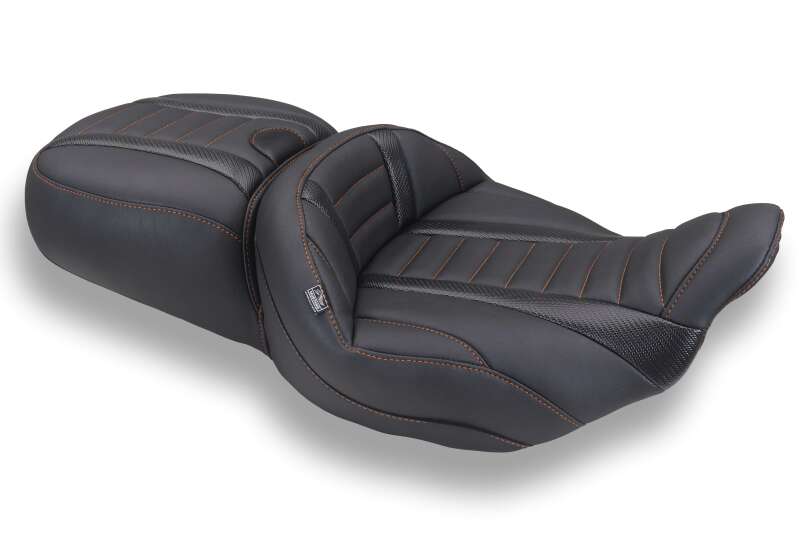 Mustang 23-26 Harley CVO Road Glide, Street Glide, Deluxe ST 1PC 2Up Blk w/Mandarin Orange Thread