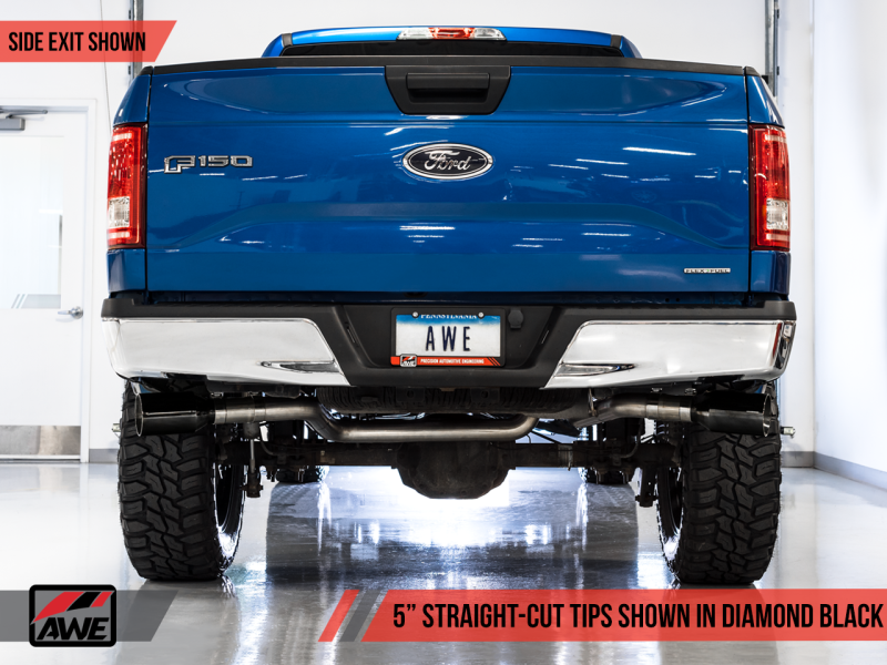 AWE Tuning 2015+ Ford F-150 0FG Dual Exit Performance Exhaust System w/5in Diamond Black Tips thumbnail 8