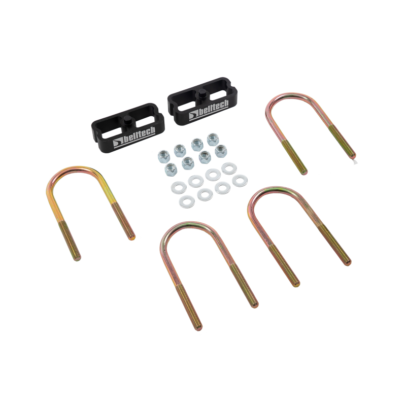 Belltech Rear Block Kits 6002 Lowering Blocks/U-Bolts, Aluminum, 1 in. Lowering, For 2.5/3.0 in. Wide Leaf Springs, Rear, Universal, Kit thumbnail 5