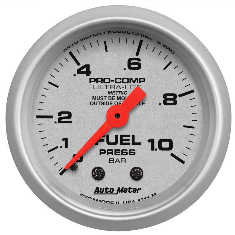 Autometer Ultra-Lite 52mm 0-1.0 Bar Mechanical Fuel Pressure Gauge thumbnail 5
