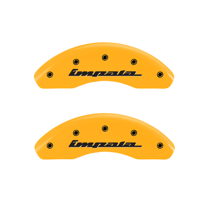 MGP 4 Caliper Covers Engraved Front & Rear Impala Yellow Finish Black Char 2002 Chevrolet Impala thumbnail 6