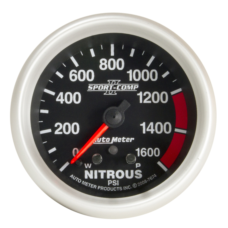 Autometer Sport-Comp II Pro Control 2-5/8in 1600 PSI Nitrous Pressure Gauge w/ Peak and Warn thumbnail 3