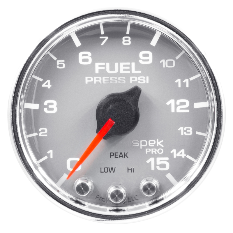 Autometer Spek-Pro Gauge Fuel Press 2 1/16in 15psi Stepper Motor W/Peak & Warn Slvr/Chrm thumbnail 7