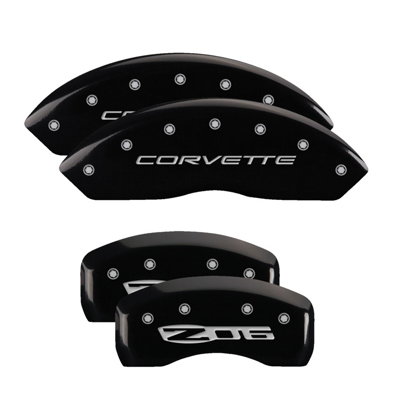 MGP 4 Caliper Covers Engraved Front C5/Corvette Engraved Rear C5/Z06 Black finish silver ch thumbnail 6