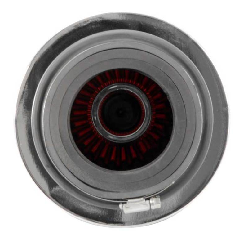 K&N Universal Air Filter Chrome Round Tapered Red - 4in Flange ID x 1.125in Flange Length x 9.5in H thumbnail 4