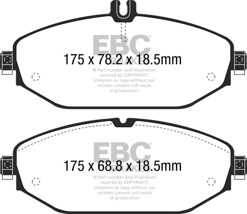 EBC 15+ Mercedes-Benz C300 (W205) 2.0 Turbo Ultimax2 Front Brake Pads thumbnail 4