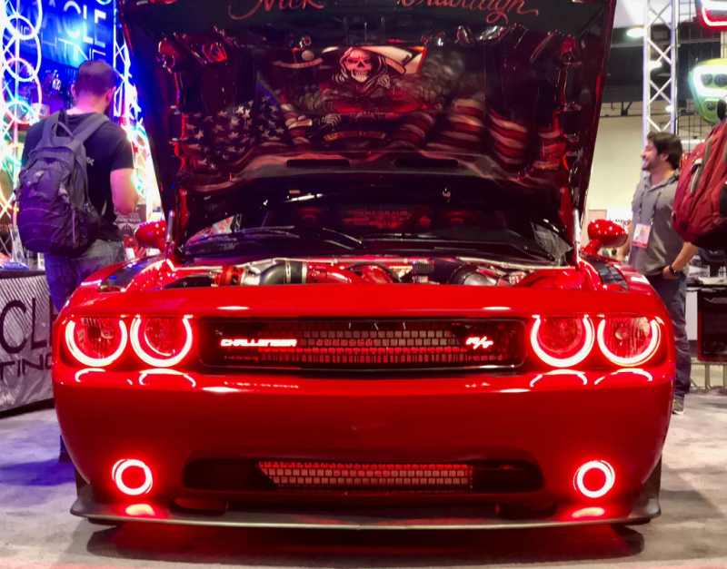 Oracle Dodge Challenger 08-14 LED Waterproof Fog Halo Kit - Red thumbnail 4