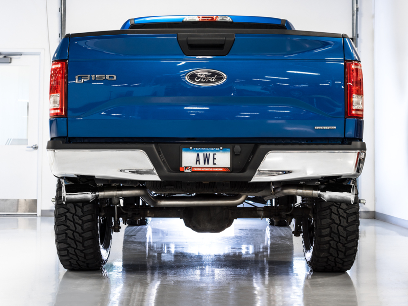 AWE Tuning 2015+ Ford F-150 0FG Dual Exit Performance Exhaust System w/5in Chrome Silver Tips thumbnail 6