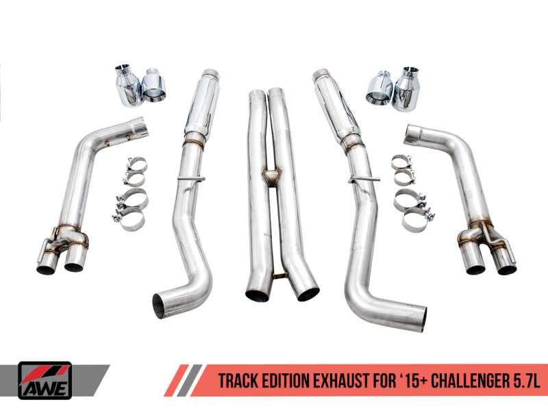 AWE Tuning 2017+ Dodge Challenger 5.7L Track Edition Exhaust - Chrome Silver Quad Tips thumbnail 5