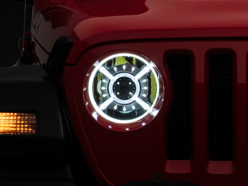 Raxiom 18-22 Jeep Wrangler JL/ JT 9-Inch LED Headlights w/ DRL and Halo- Black Housing (Clear Lens) thumbnail 4
