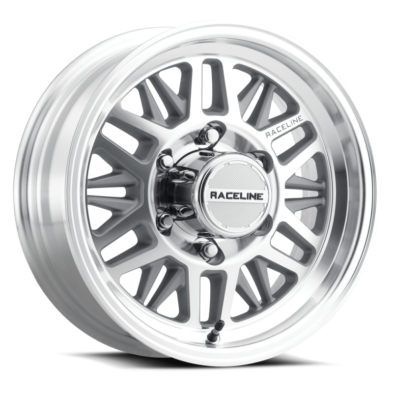 Raceline Wheels 451MC Ryno Machined Trailer 13x4.5 Wheel, 451 Ryno, 13 in. x 4.5 in., 5 x 4.50 in. Bolt Pattern, Cast Aluminum, Machined, Natural, 0.00mm Offset, 81.03mm Center Bore, Each thumbnail 4