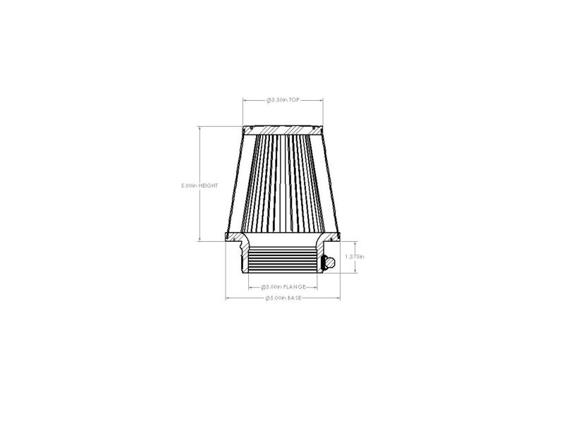 aFe POWER Universal Clamp-On Air Filter w/ D2 Dura-Dry Media 3 IN F x5 IN B x3-1/2 IN T x5 IN H thumbnail 3