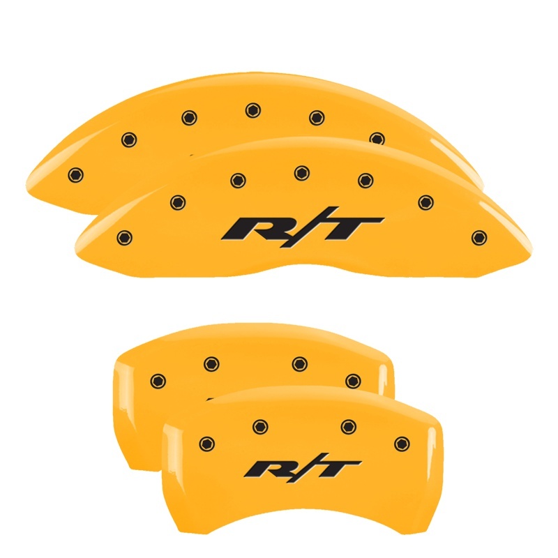MGP 4 Caliper Covers Engraved Front & Rear RT1-Truck Yellow Finish Black Char 2007 Dodge Charger thumbnail 5
