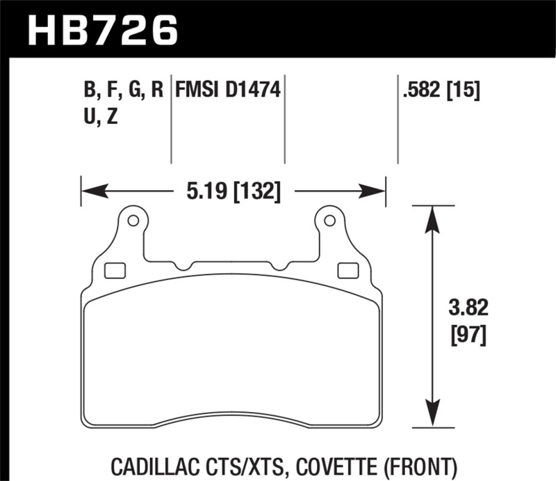 Hawk 10-17 Chevrolet Camaro HP+ Compound Front Brake Pads thumbnail 2
