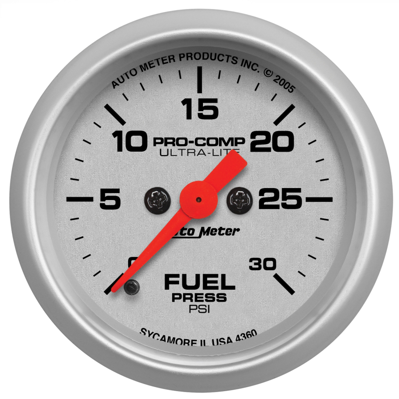 Autometer Ultra-Lite 52mm 0-30 PSI Full Sweep Electronic Fuel Pressure Gauge thumbnail 3