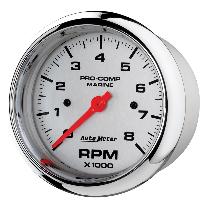 Autometer Marine Chrome Ultra-Lite 3-3/8in 8k RPM Tachometer Gauge thumbnail 7