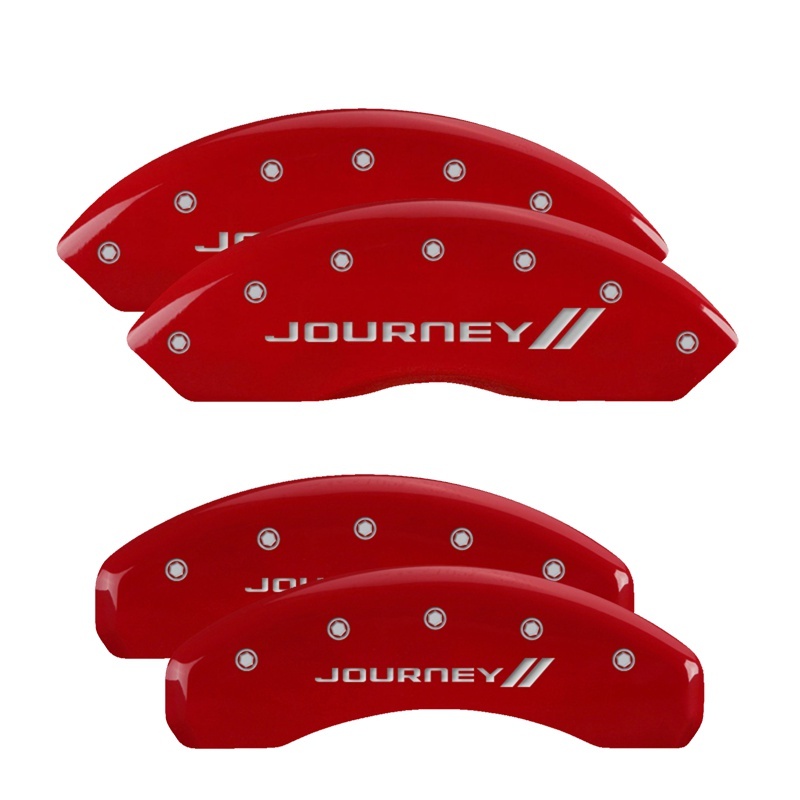 MGP 4 Caliper Covers Engraved Front & Rear With stripes/Journey Red finish silver ch thumbnail 7