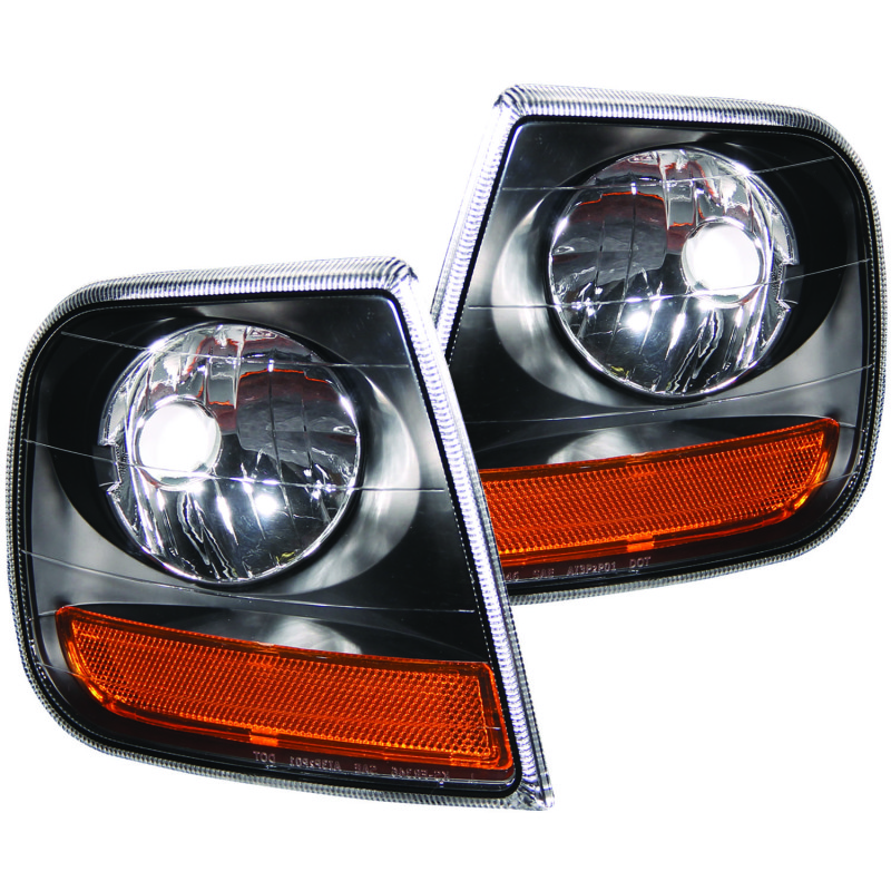 ANZO Corner Lights 1997-2003 Ford F-150 Harley-Davidson Style Corner Lights Black w/ Amber Reflector thumbnail 3