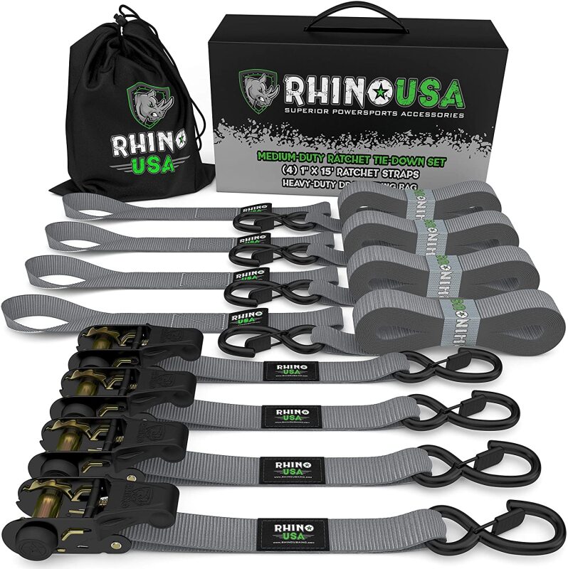 Rhino USA Medium Duty Ratchet Strap Tie-Down 4-Pack (Gray)
Tie Strap