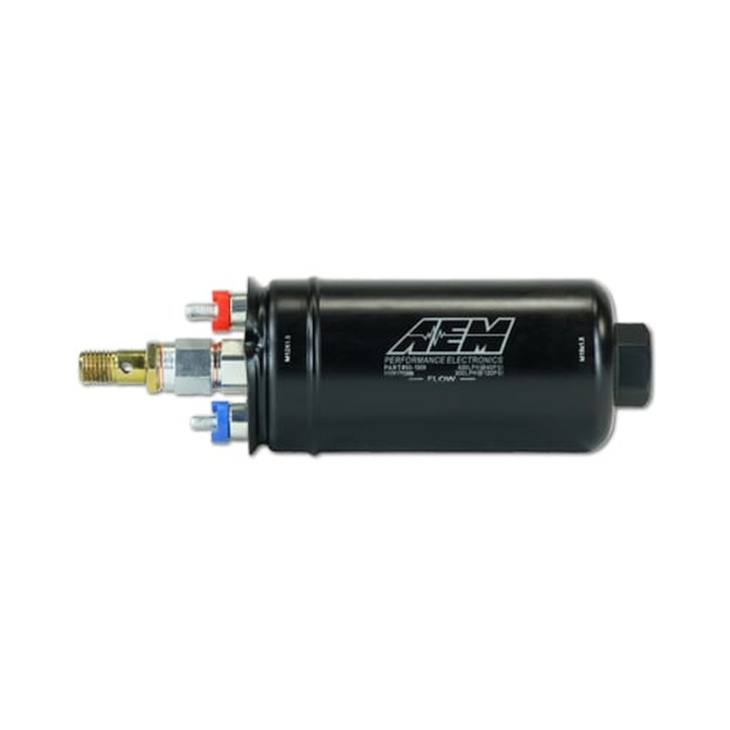 AEM 400LPH High Pressure Inline Fuel Pump - M18x1.5 Female Inlet to M12x1.5 Male Outlet