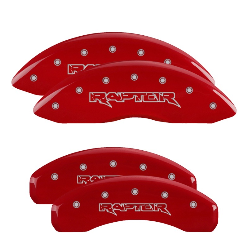MGP 4 Caliper Covers Engraved Front & Rear Oval logo/Ford Red finish silver ch thumbnail 2