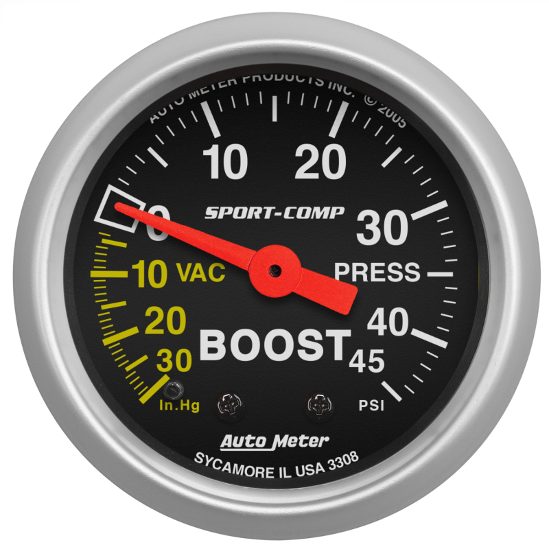 Autometer Sport-Comp 52mm 45 PSI Mechanical Boost Gauge thumbnail 4