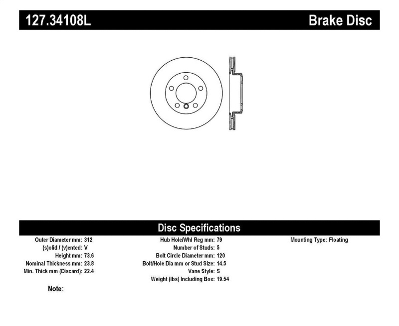 StopTech 9/07-09 BMW 328 Slotted & Drilled Left Front Rotor thumbnail 2