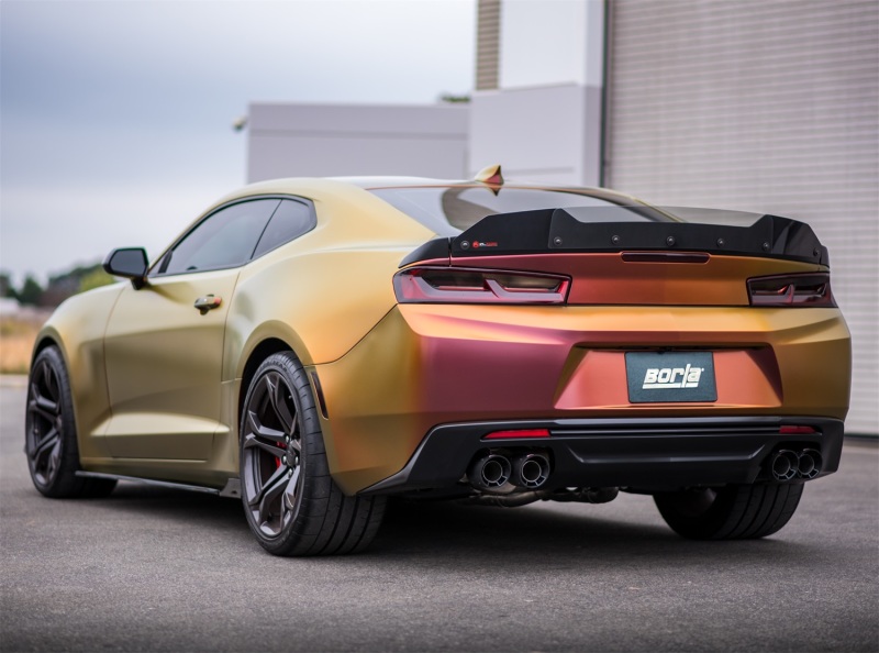 Borla 16-17 Chevy Camaro 6.2L 4in Dual CF Tips w/Black Core Dual Split Exit ATAK Catback Exhaust thumbnail 6