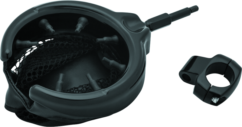 Kuryakyn Drink Holder with Mesh Basket 1 inch Clamp Gloss Black