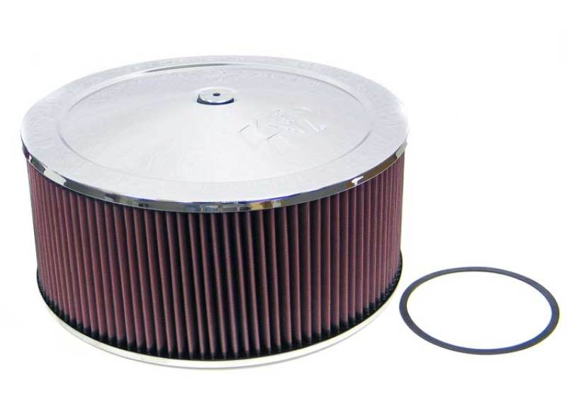 K&N Round - Red - Size 14in - 5.125in Neck Flange Custom Air Cleaner Assembly thumbnail 2