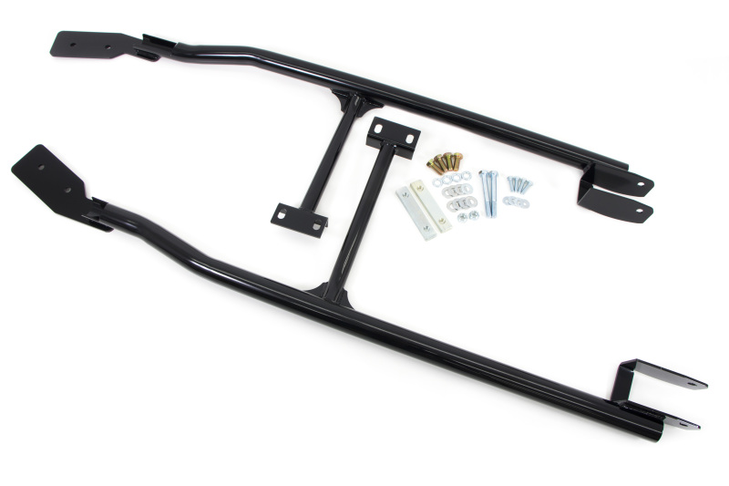 3-Point subframe connector reduces chassis flex & reinforces torque arm mounts