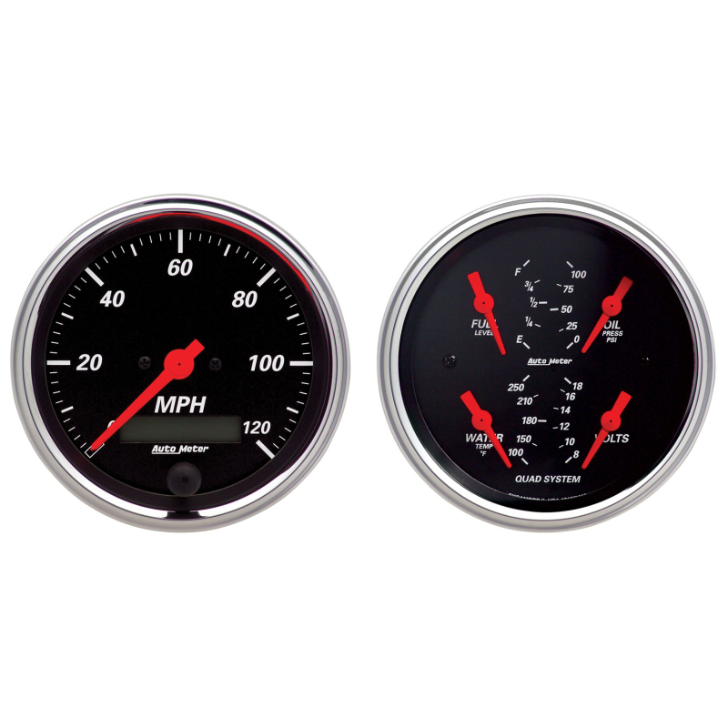 AutoMeter Gauge Kit 2 Pc. Quad & Speedometer 3-3/8in. Designer Black thumbnail 4
