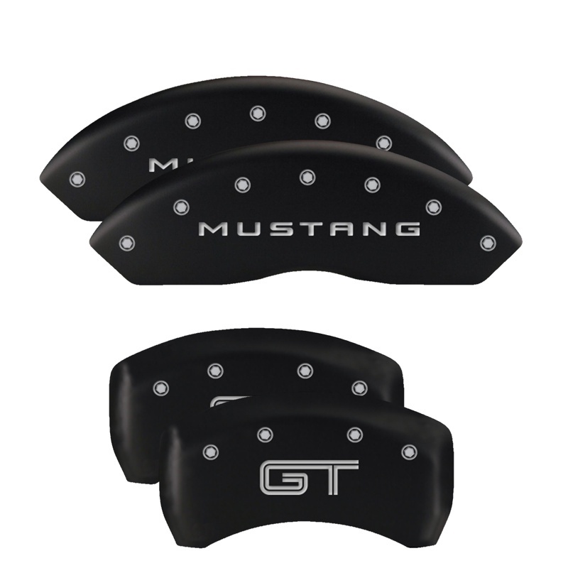 MGP 4 Caliper Covers Engraved Front 2015/Mustang Engraved Rear 2015/GT Black finish silver ch thumbnail 6