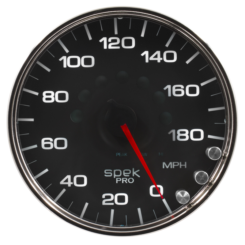 Autometer Spek-Pro Gauge Speedometer 5in 180 Mph Elec. Programmable Black/Chrome thumbnail 5