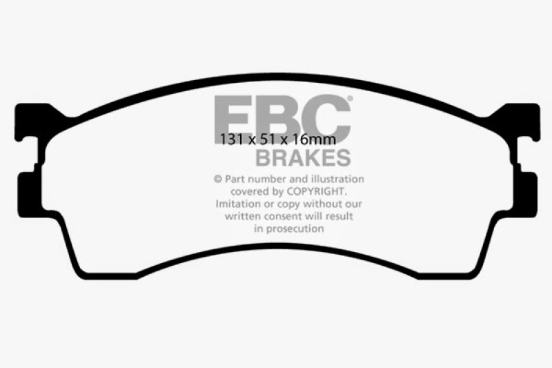 EBC 01-04 Mazda Protege 2.0 (Rear Drums) Ultimax2 Front Brake Pads thumbnail 5