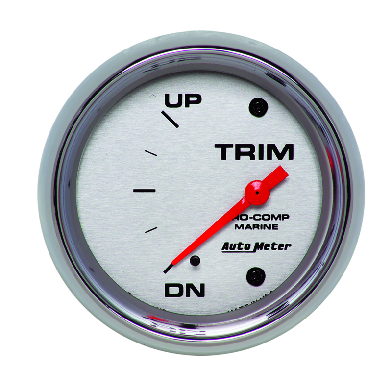 Autometer Marine Chrome Gauge 2-5/8in Electric Trim Level Gauge 0OHM Down - 90OHM Up