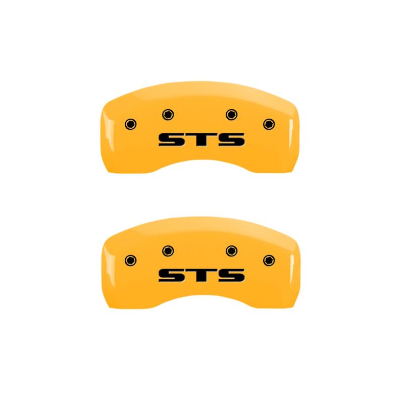 MGP 4 Caliper Covers Engraved Front Cadillac Rear STS Yellow Finish Black Char 2007 Cadillac XLR thumbnail 9