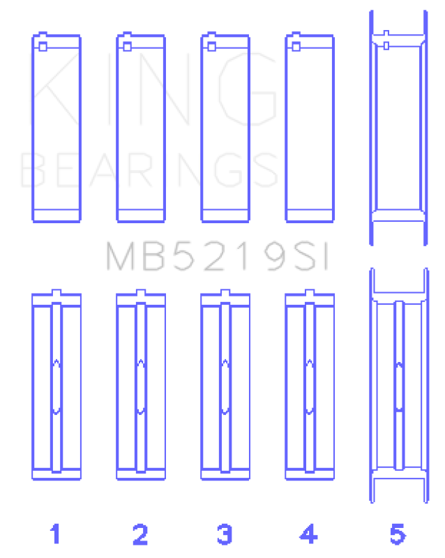 King 91-92 281CI 4.6L V8 Romeo with Cast Iron Block SOHC 16 Valves (Size STD) Main Bearing Set