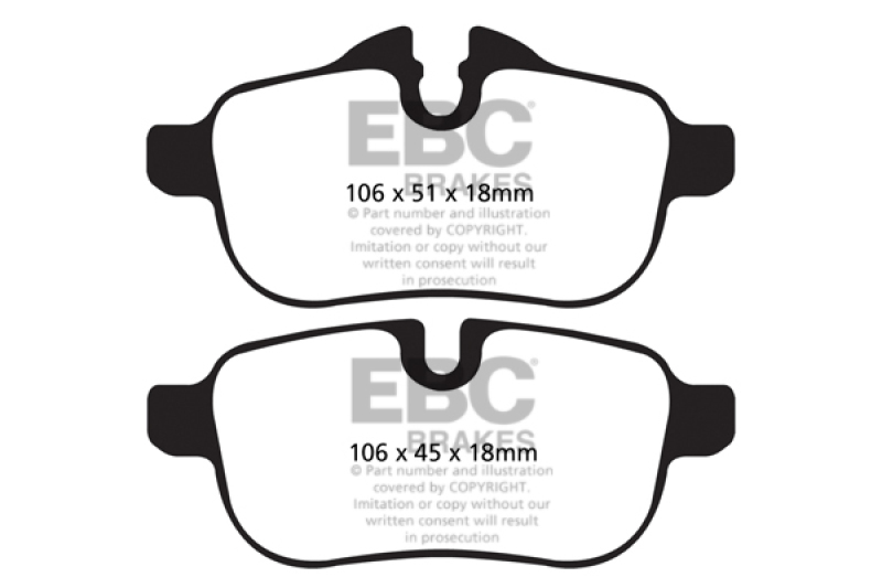 EBC 09+ BMW Z4 3.0 (E89) Yellowstuff Rear Brake Pads thumbnail 6