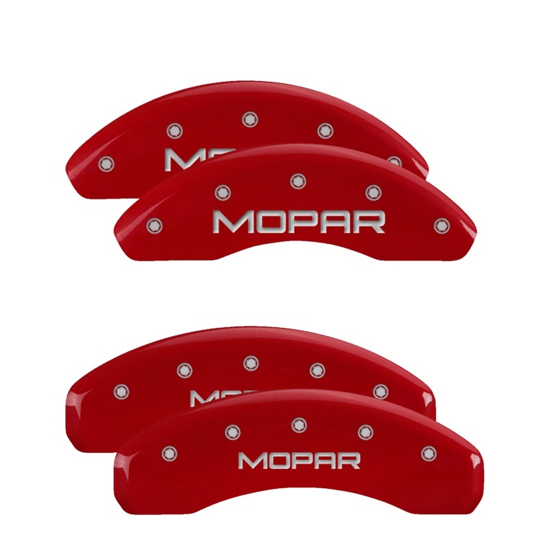 MGP 4 Caliper Covers Engraved Front & Rear MOPAR Red finish silver ch thumbnail 5
