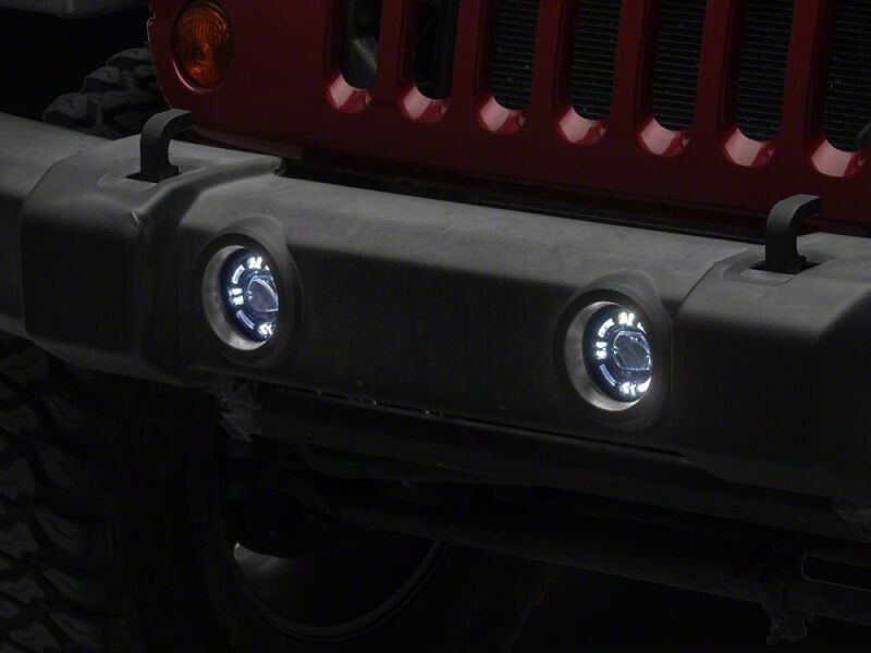 Raxiom 07-18 Jeep Wrangler JK V2 LED Switchback Fog Lights with Amber Turn Signal and Halo Rings thumbnail 5