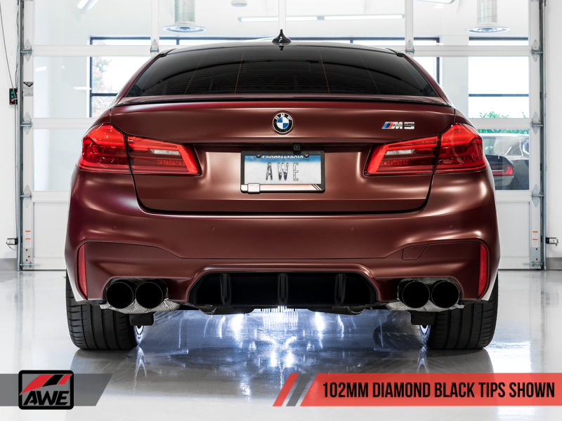 AWE Tuning 18-19 BMW F90 M5 Track Edition Axle-Back Exhaust- Black Diamond Tips thumbnail 9