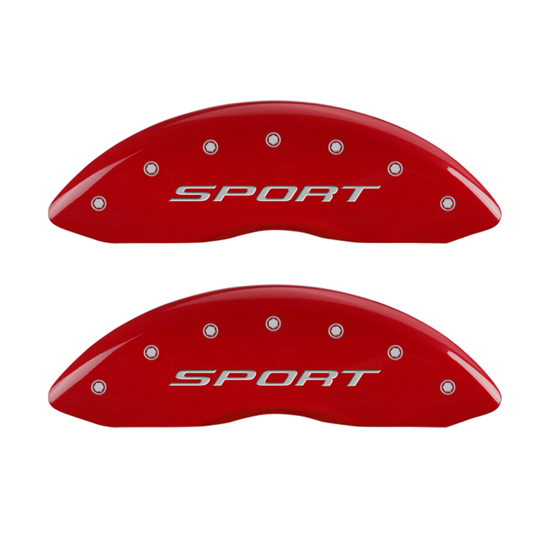 MGP 4 Caliper Covers Engraved Front & Rear 2015/Sport Red Finish Silver Char 2018 Ford Fusion thumbnail 4