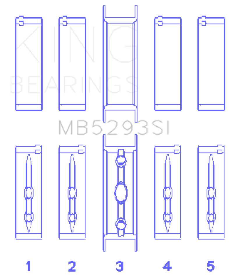 King GM 294/325/345/364CI 4.8/5.3/5.7/6.0L L20/LS1/LS2/LS4/LS6 (Size 030) Main Bearing Set thumbnail 2