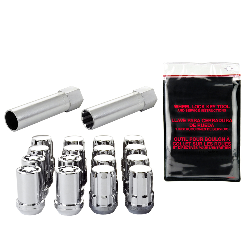 McGard SplineDrive Tuner 4 Lug Install Kit w/Locks & Tool (Cone) M12X1.25 / 13/16 Hex - Chrome