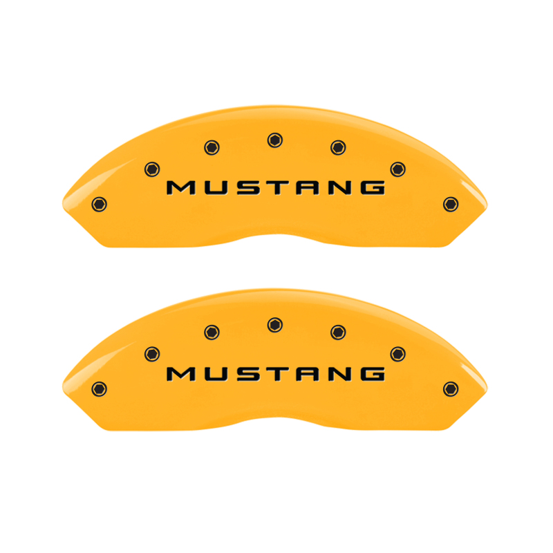 MGP 4 Caliper Covers Engraved Front Mustang Rear Bar & Pony Yellow Finish Blk Char 2004 Ford Mustang thumbnail 5