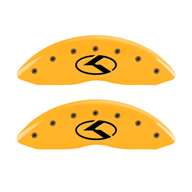 MGP 4 Caliper Covers Engraved Front & Rear Circle K/Kia Yellow finish black ch thumbnail 4