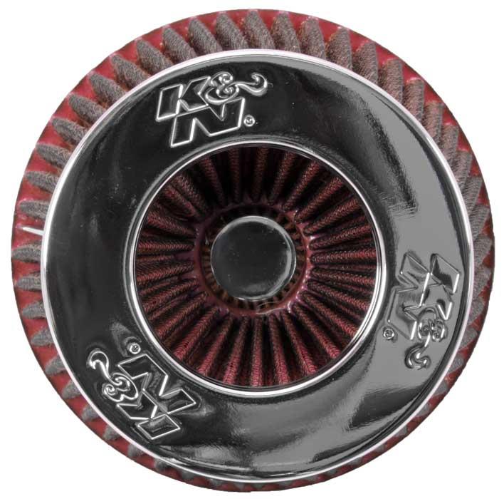 K&N Universal Air Filter Chrome Round Tapered Red - 4in Flange ID x 1.125in Flange Length x 5.5in H thumbnail 3
